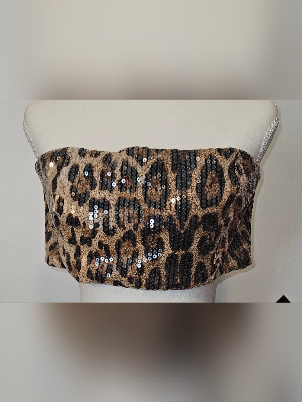 Rodeo Quincy Leopard Sequin Bandeau Top - Gold/Black